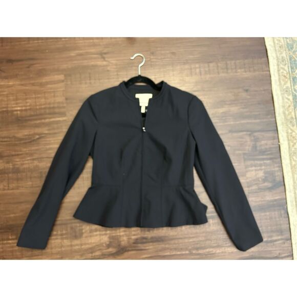 Rebecca Taylor Ava Zip-Front Peplum Jacket in Black, Sz 0, MSRP $395 - Picture 1 of 8